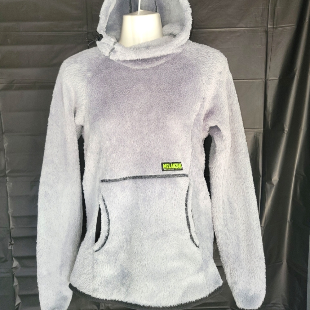 Melanzana Light Gray Plush Fleece Pullover Hoodie